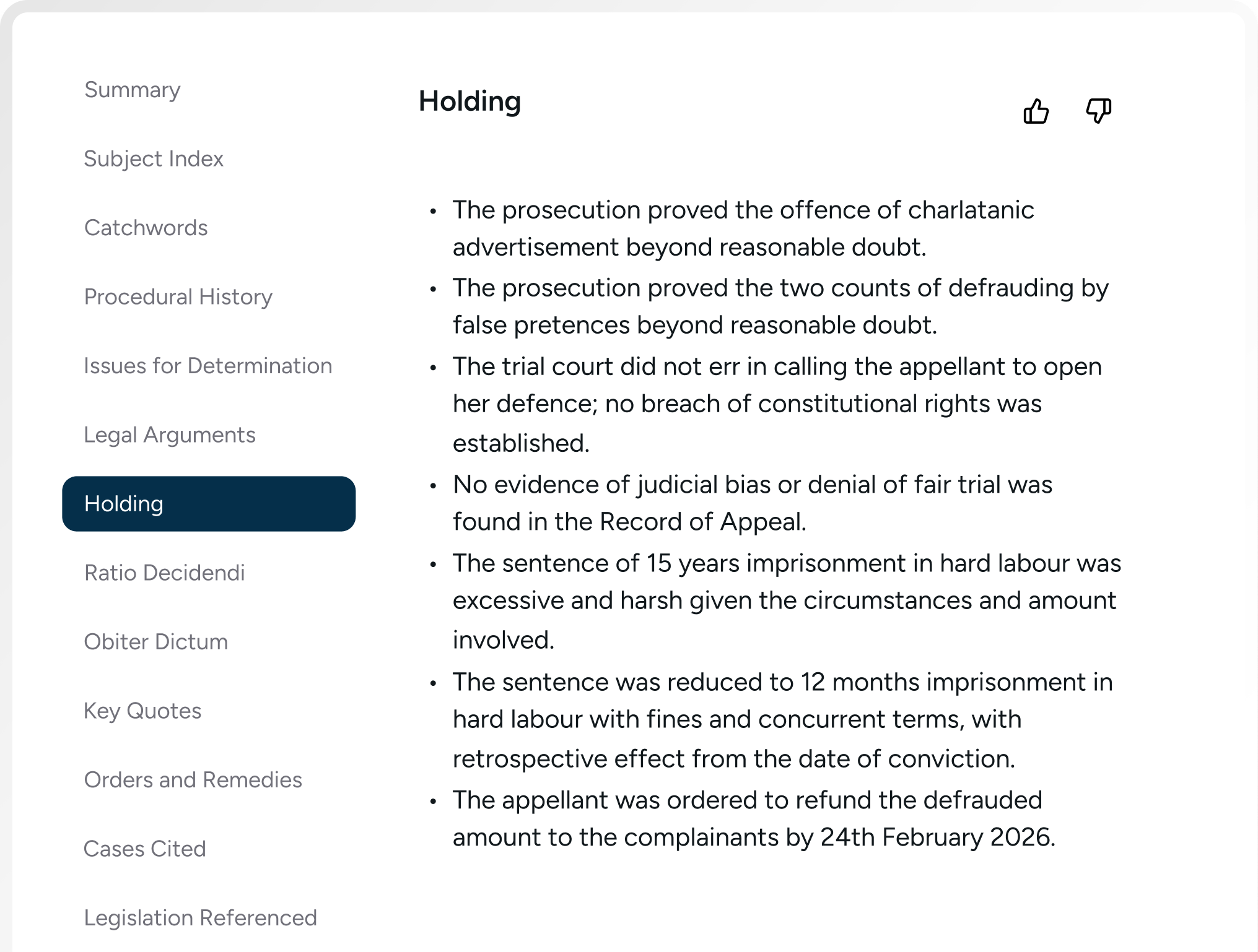 Case brief analysis section
